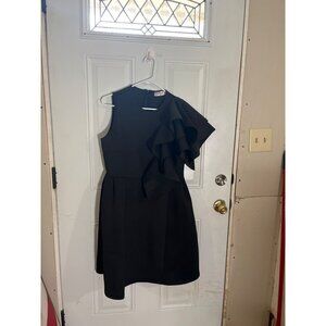 Uhnice black asymmetrical sleeveless dress with oversized decoration size XL